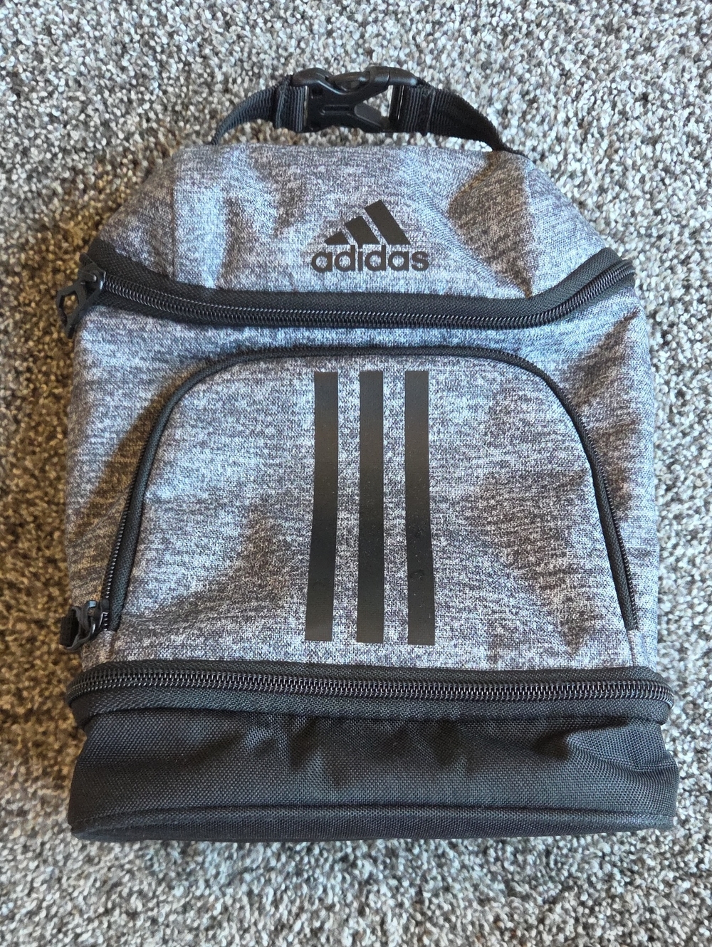 adidas Gray and Black Small 3-Stripe Lunch Pail